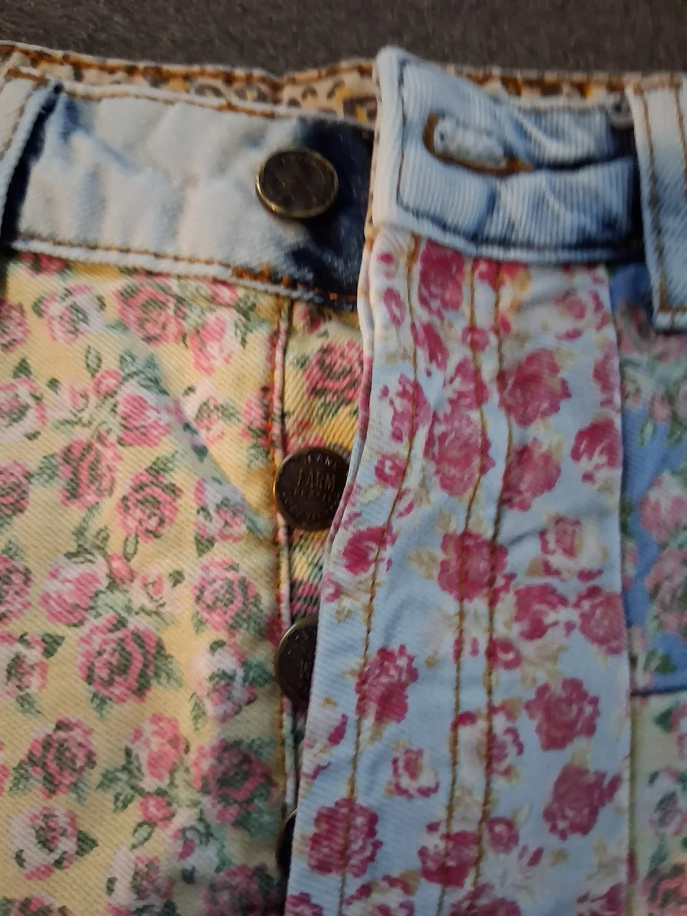 Anthropologie Floral Patchwork Denim Shorts - Pink & Blue - Picture 2 of 5